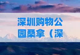 深圳购物公园桑拿（深圳购物公园酒吧街）